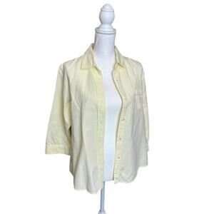 Talbots Butter Yellow Cotton Button Up Shirt Relaxed Layering Casual M